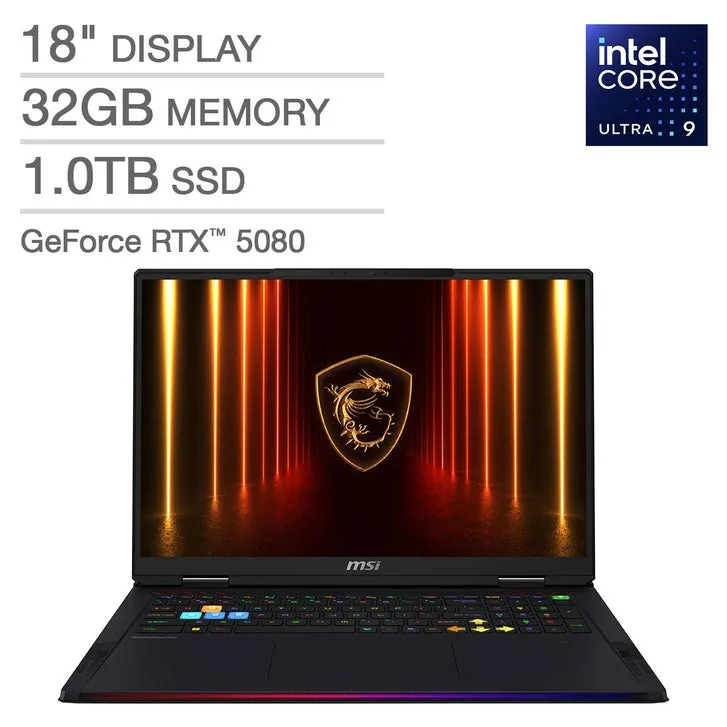 MSI GAMER MSI RAIDER 18 HX AI A2XWIG-420 GAMING INTEL CORE™ ULTRA 9 285HX
